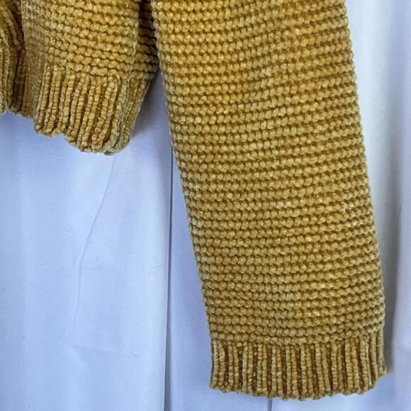 Tommy Bahama Scalloped Hem Sweater Kids Mustard 7-8 Cropped Cable Knit - Picture 3 of 9